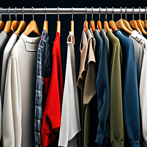Home 22 ** A person overwhelmed by choices at a discounted clothing rack, symbolizing the trap of convenience. Focus on the impulsive nature of the decision.
**