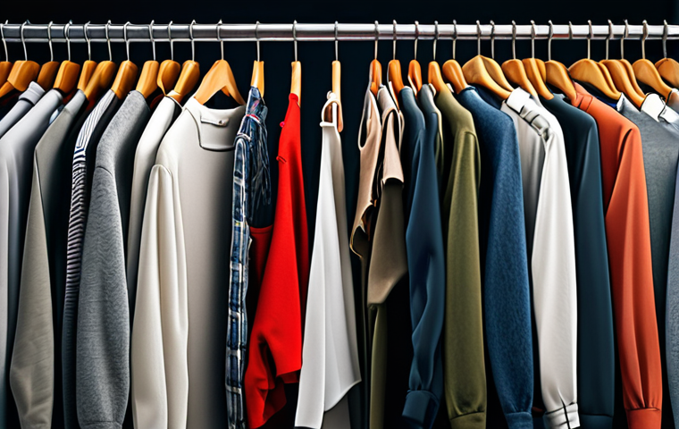 ** A person overwhelmed by choices at a discounted clothing rack, symbolizing the trap of convenience. Focus on the impulsive nature of the decision.
**